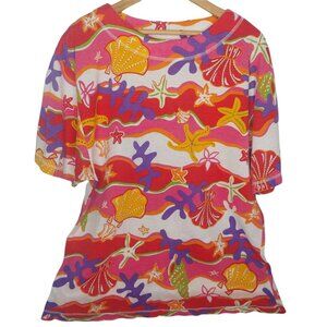 Vintage Penny Lane Womens L T Shirt Beach Ocean Seashells Starfish Retro Print